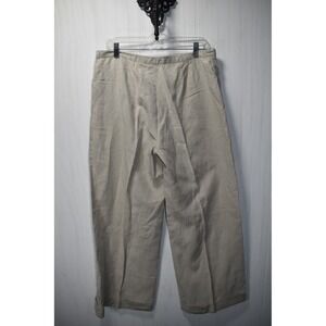 100% Linen Wide Leg Cropped Pants Size 14 Ocean Boho‎